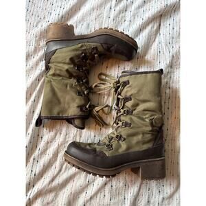 Lucky Brand Army Green Alascan Snow Boots Lace Up Canvas Combat Women’s Size 7